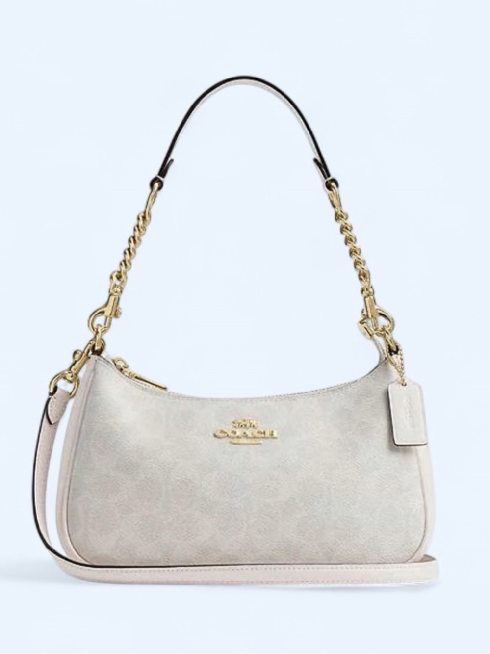 Coach Signature Shoulder Bag in Cream and Tan